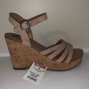 Franco Sarto Nude Strap Wedges